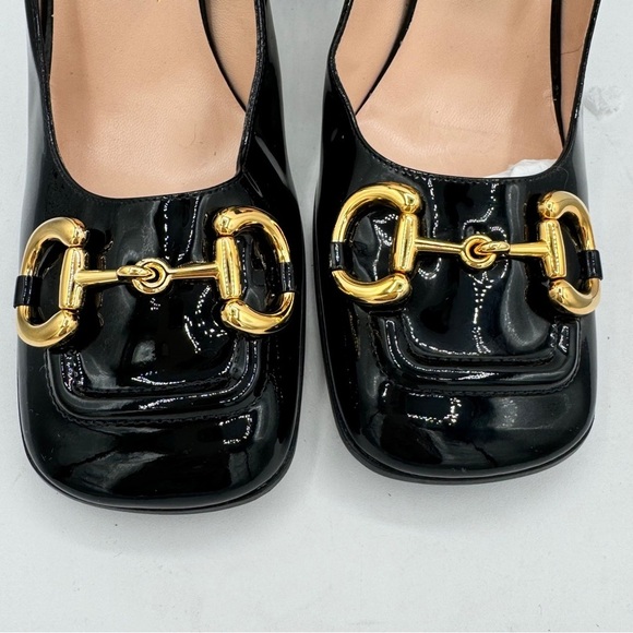 NEW GUCCI Lady Horsebit Patent Mid-Heel Mary Jane Pumps SZ EU 40 CLR Black - Picture 8 of 14